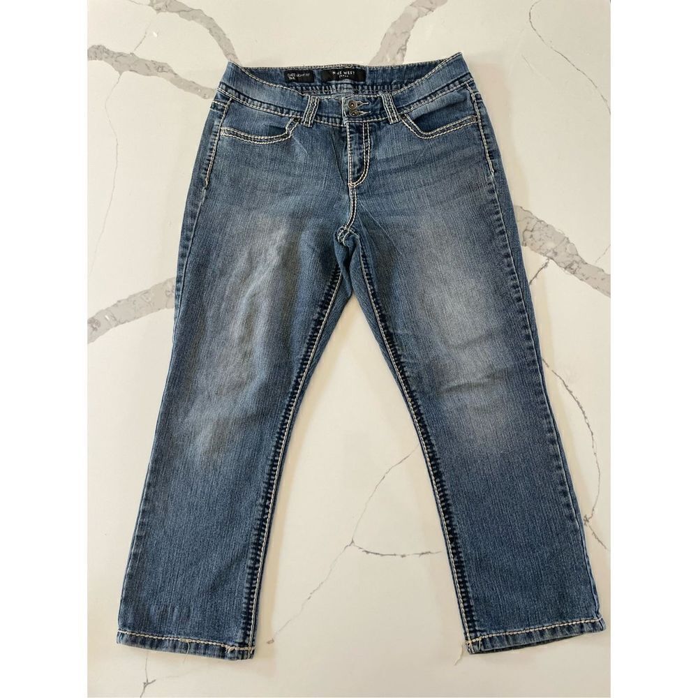 Nine West Jeans Date Night Fit Capri Double Stitching Rhinestones Women/ Sz 29/8